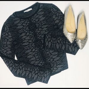 ZARA KNIT SWEATER METALLIC SILVER AND BLACK